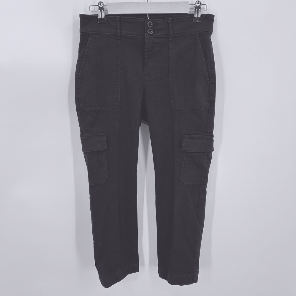 LOFT Outlet Petite Charcoal Straight Crop Cargo Pants Womens 4P Utility‎ Stretch